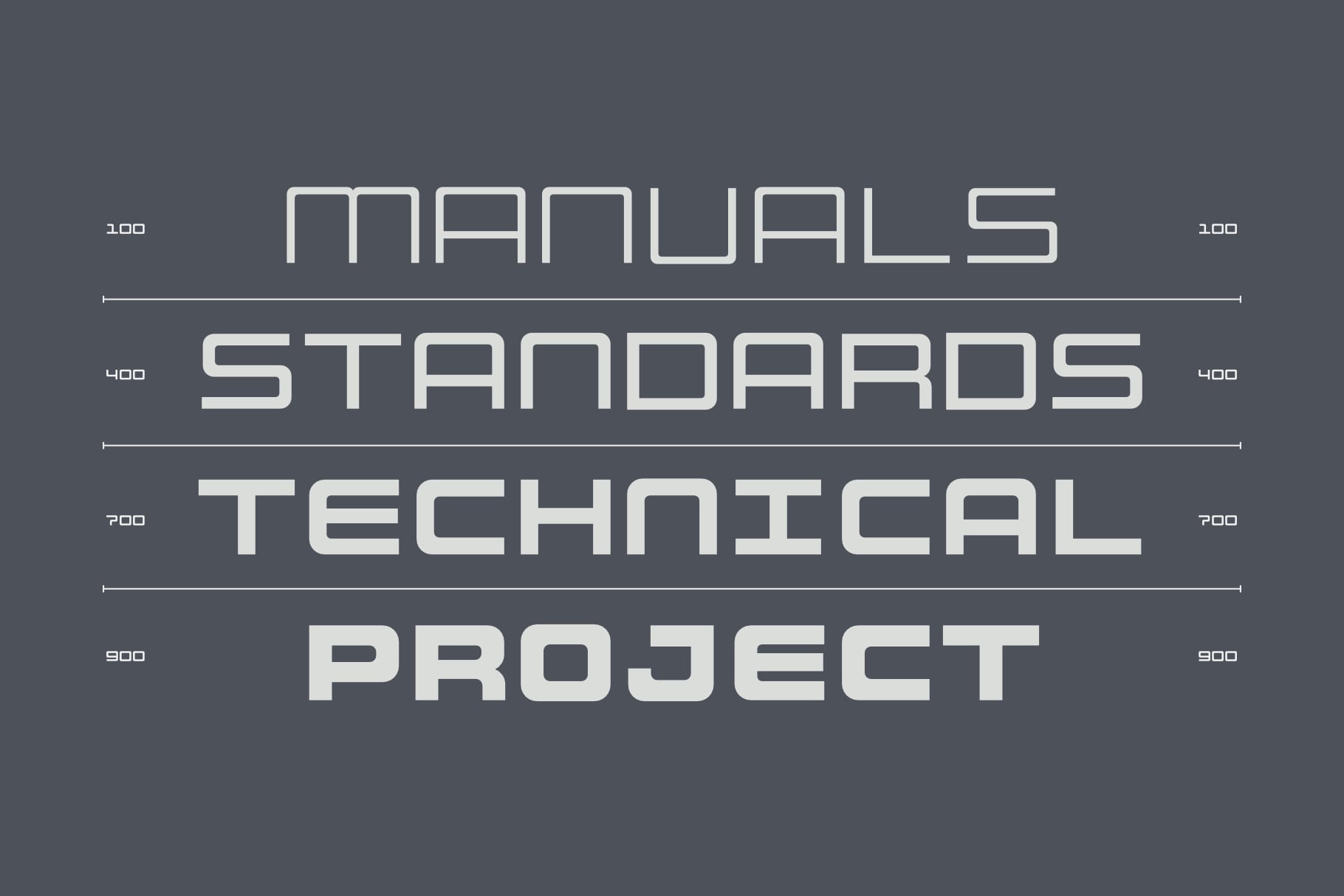 Manuals Standards Technical Project mockup with clean typography on dark background