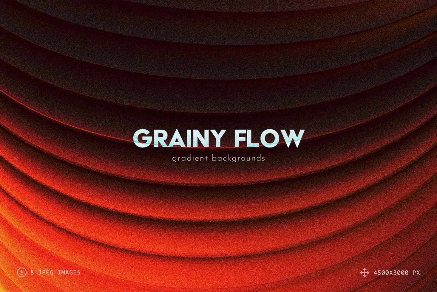 Grainy Flow gradient backgrounds with red to black wavy layers, 8 JPEG images included
