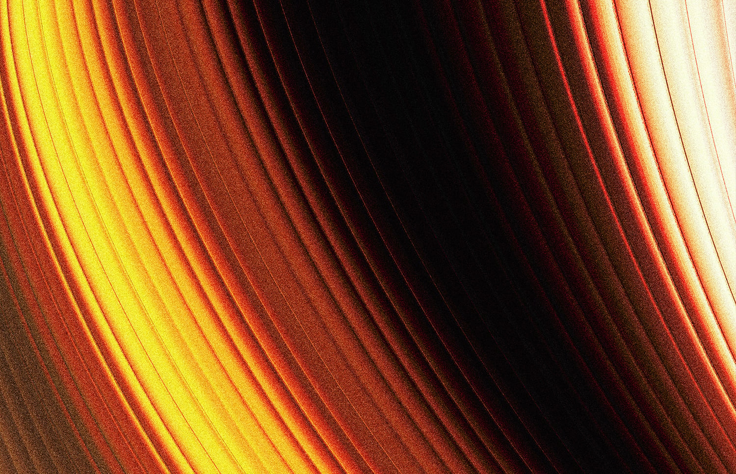 Diagonal streaks of yellow, orange, red transitioning to black with fine line texture throughout