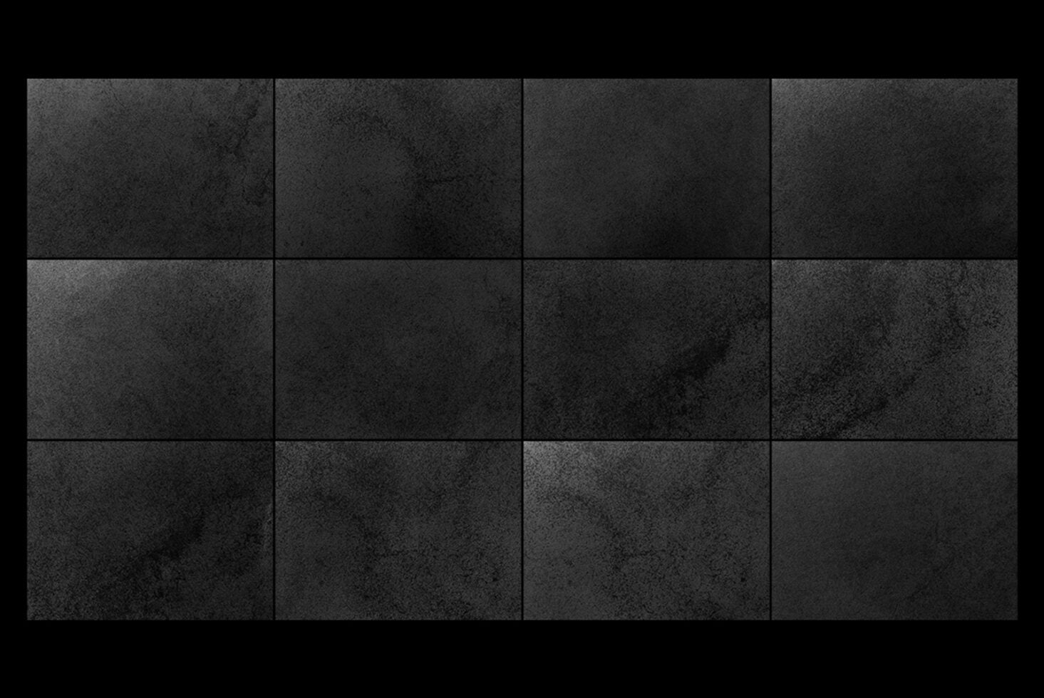 Dark concrete tile grid mockup with grungy texture variations