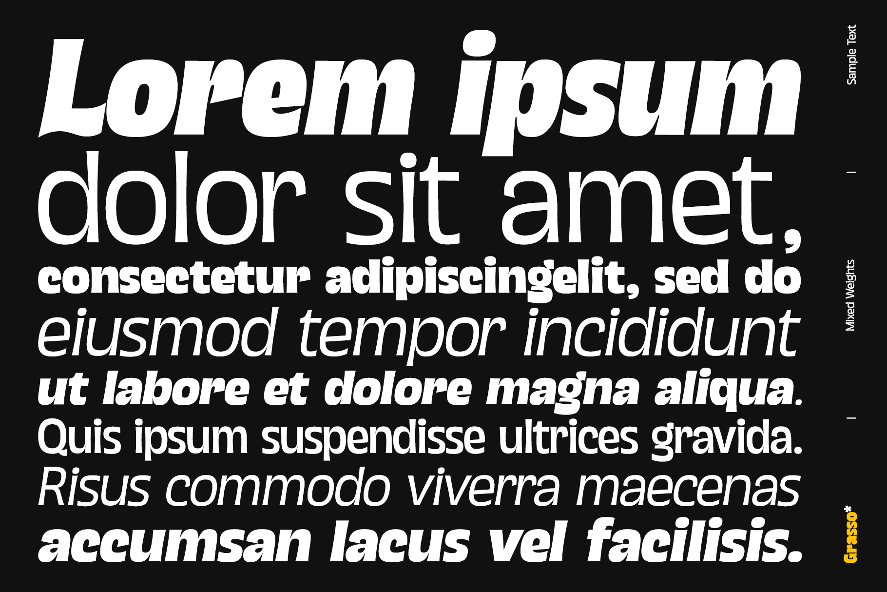 Bold sans serif font displayed on black background with mixed weights in white text