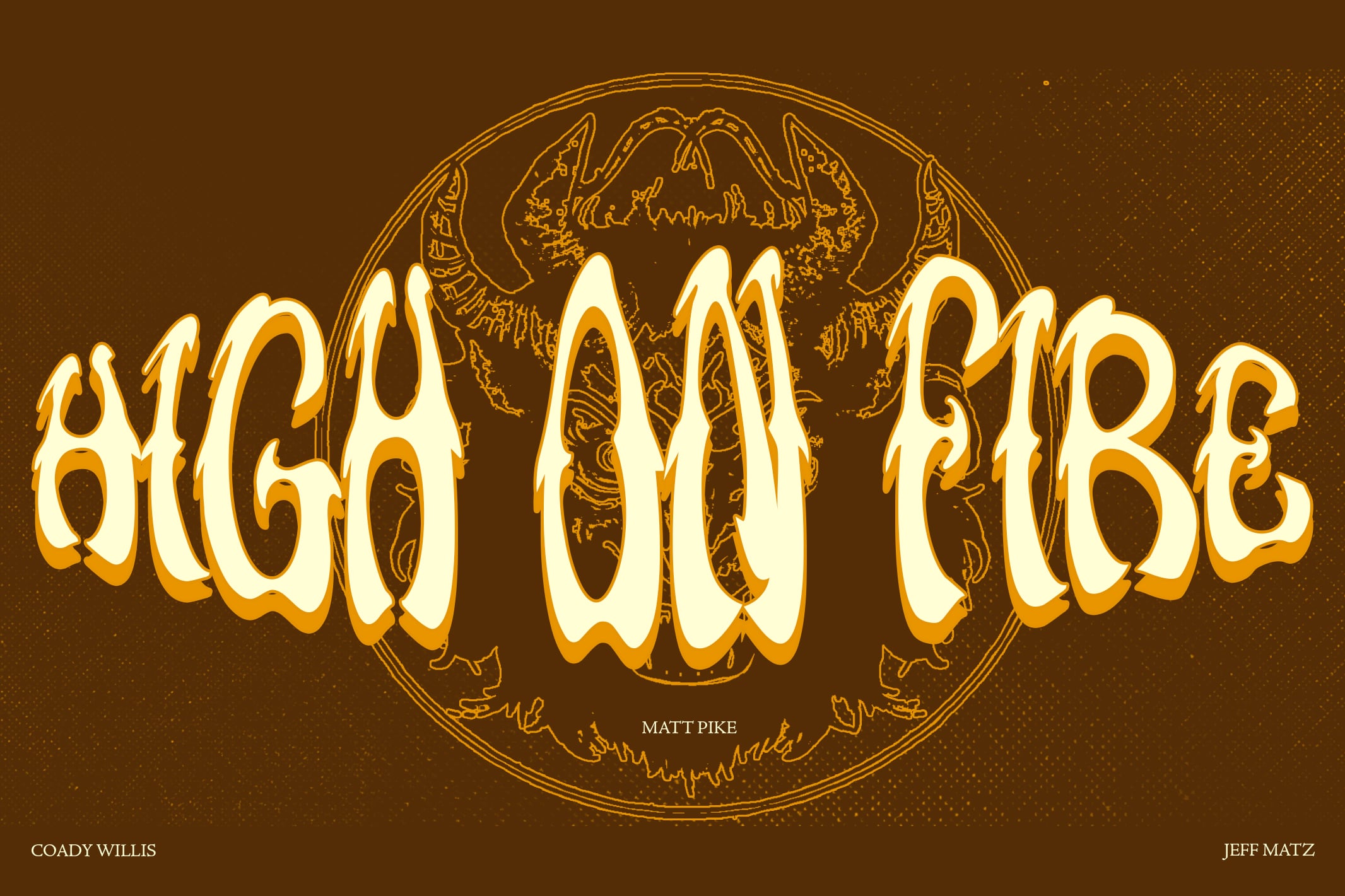 Glowing horror movie title treatment with dripping letters over creepy creature face illustration