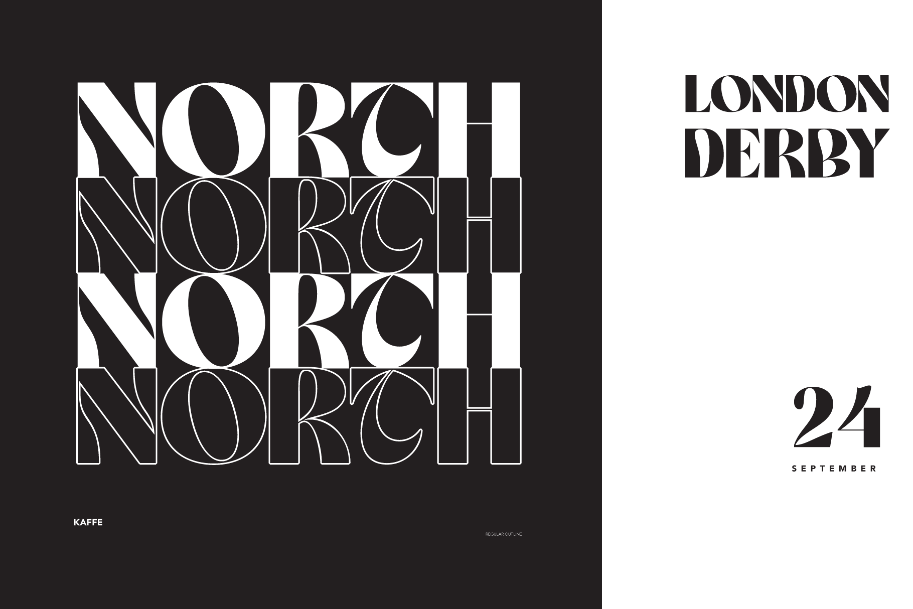 Bold geometric poster for North Norch event with London Derby date September 24