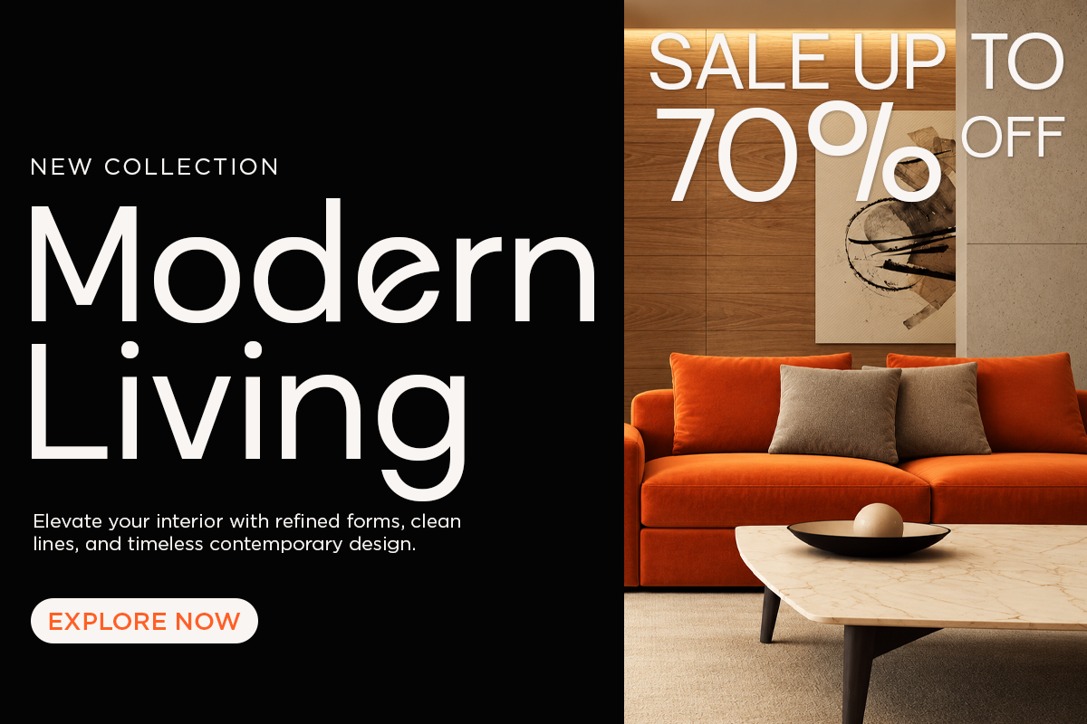 Modern living room mockup with burnt orange sofa, wooden coffee table, neutral pillows