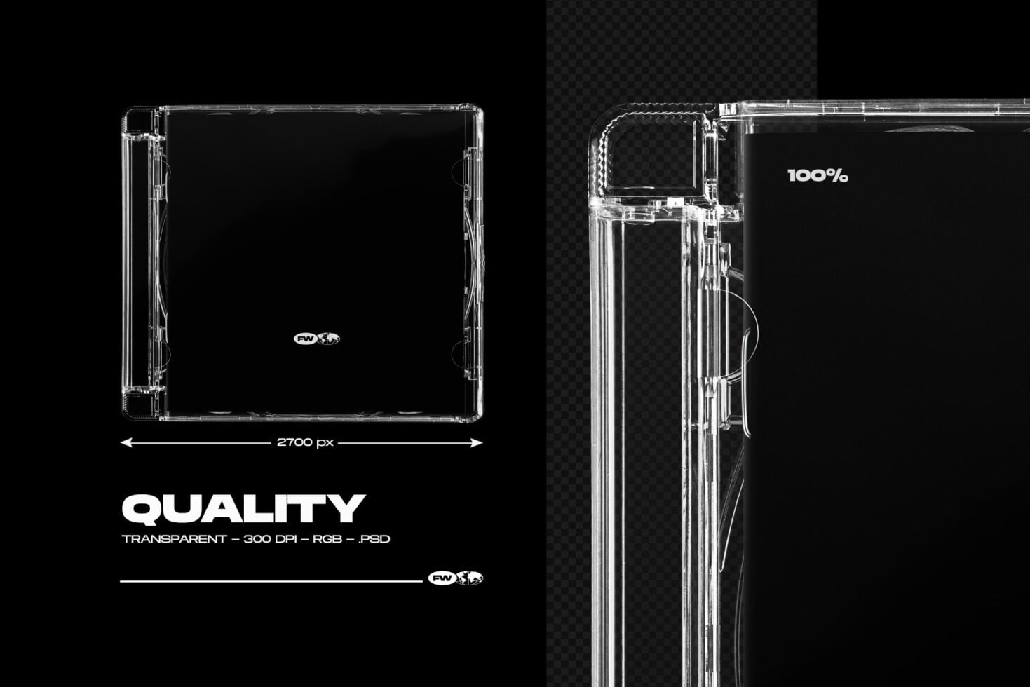Transparent phone case mockup showing front, side, protective edges with measurement specs labeled