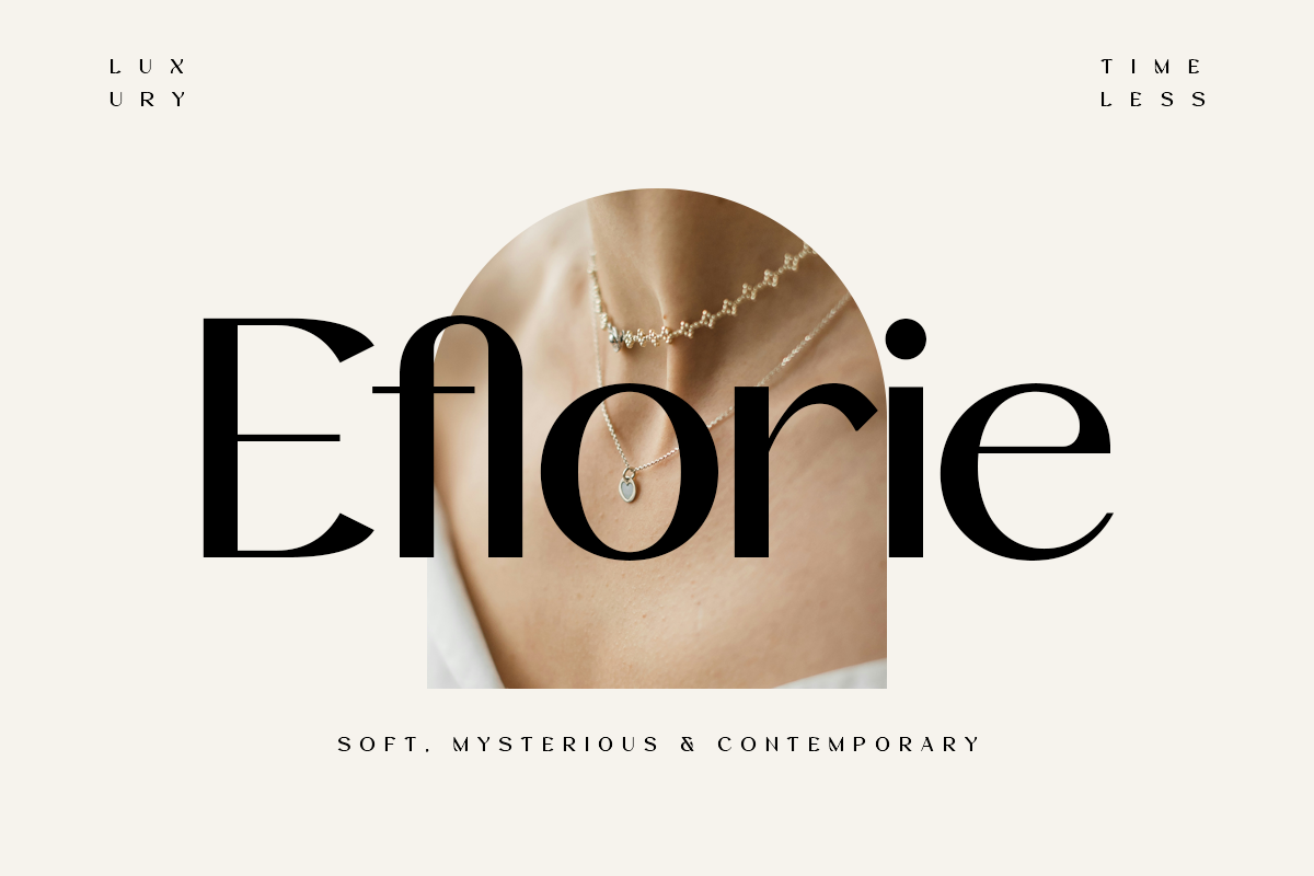 Luxury jewelry brand mockup with delicate necklaces on skin, minimalist typography layout