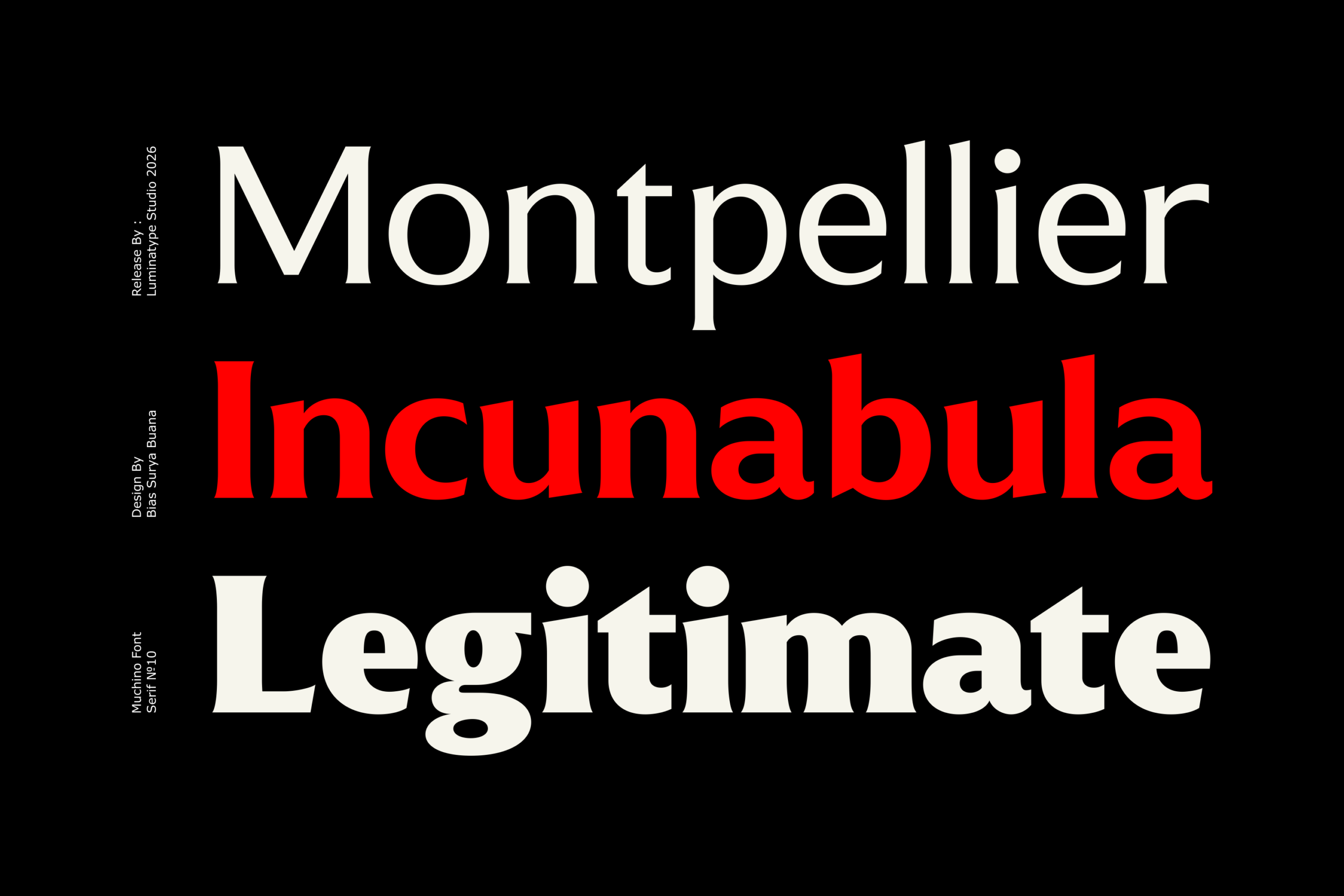 Montpellier, Incunabula, Legitimate typeface samples on black background