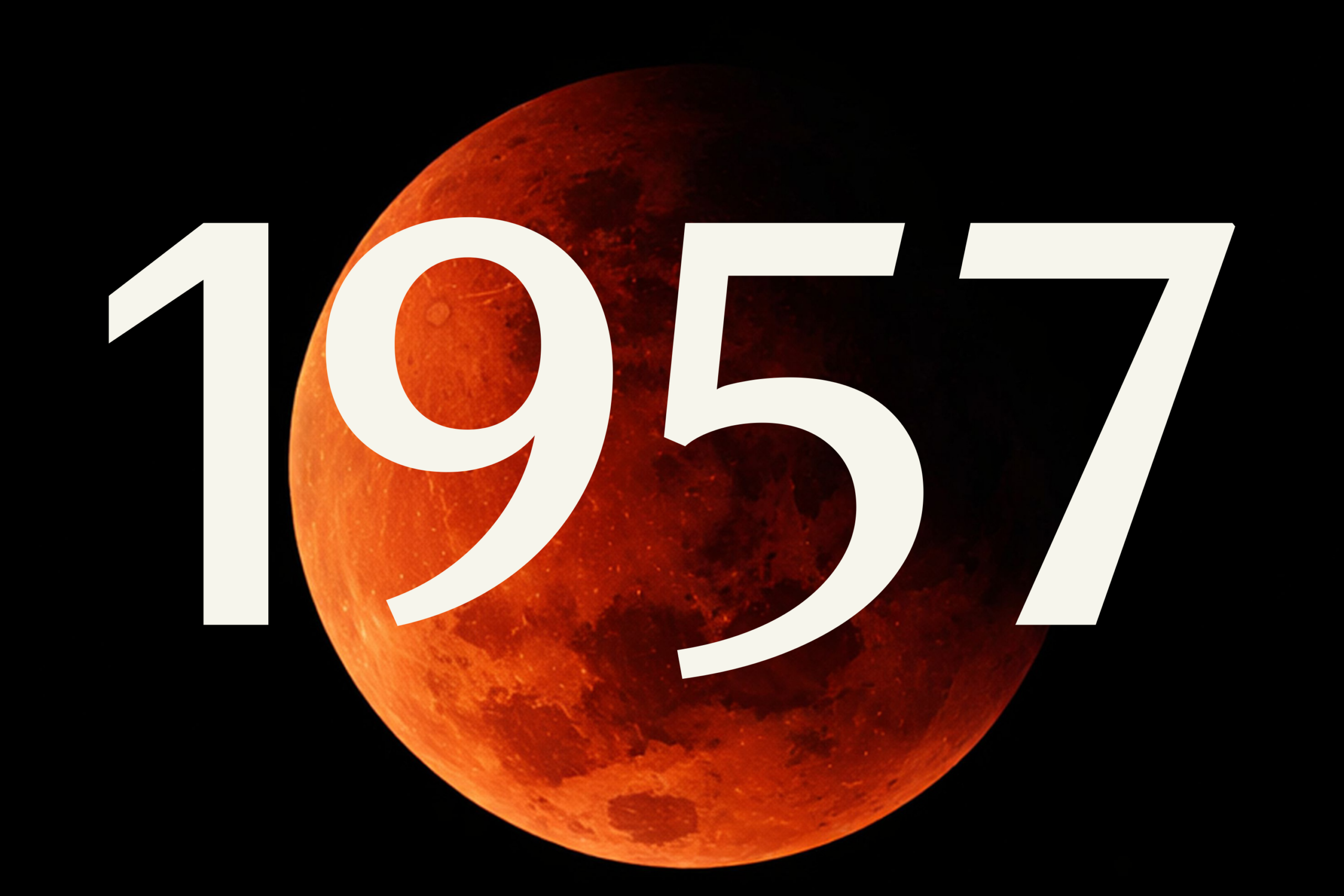 Bold white numbers overlaid on glowing red planetary sphere against black background
