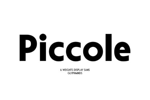 Piccole sans serif font in 6 weights with extended glyph set for display use