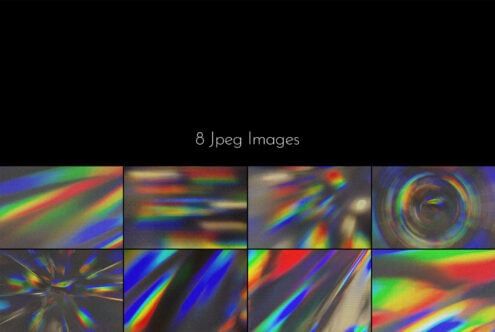 Rainbow light leak textures, 8 JPEG images with prismatic refraction effects