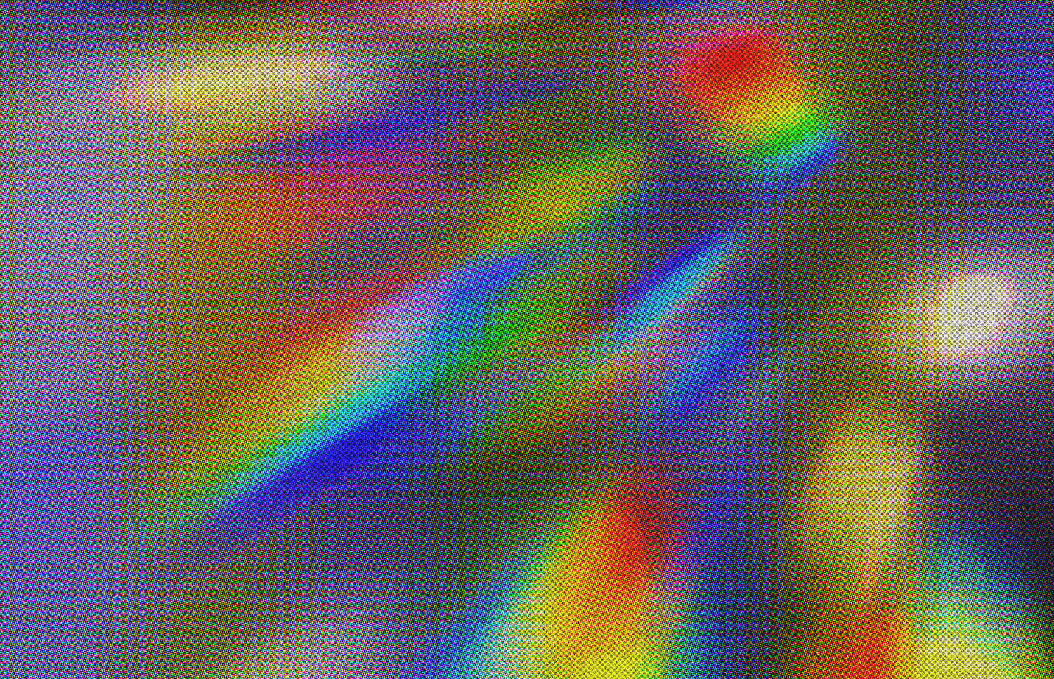Colorful halftone gradient texture with rainbow light streaks across dotted pattern background