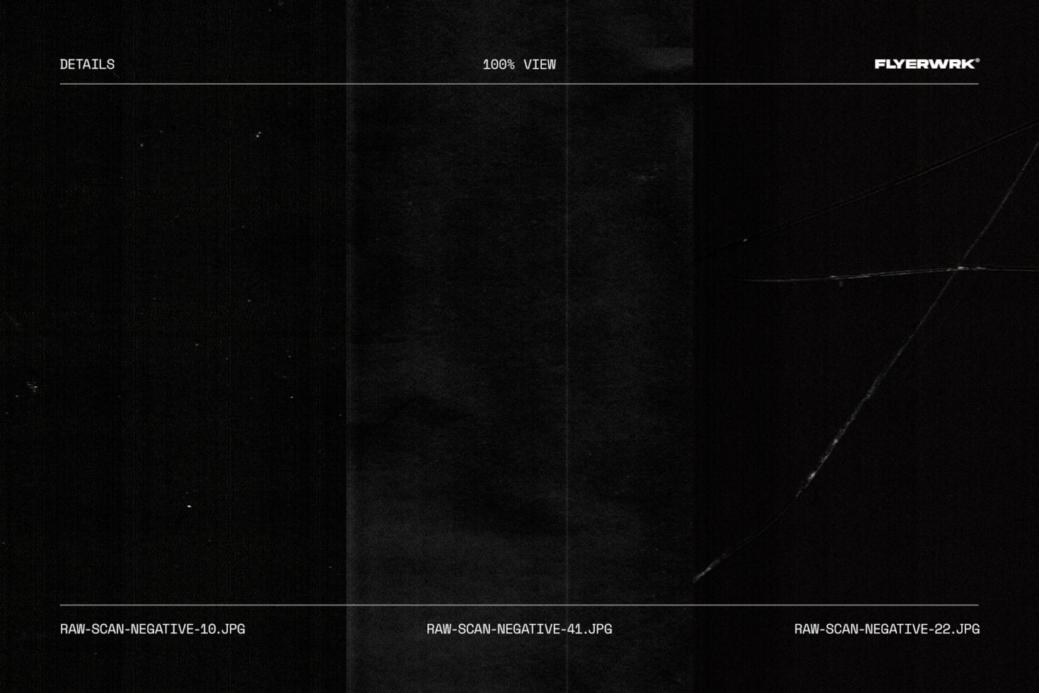 Dark film negative scan textures with grain, scratches, dust spots