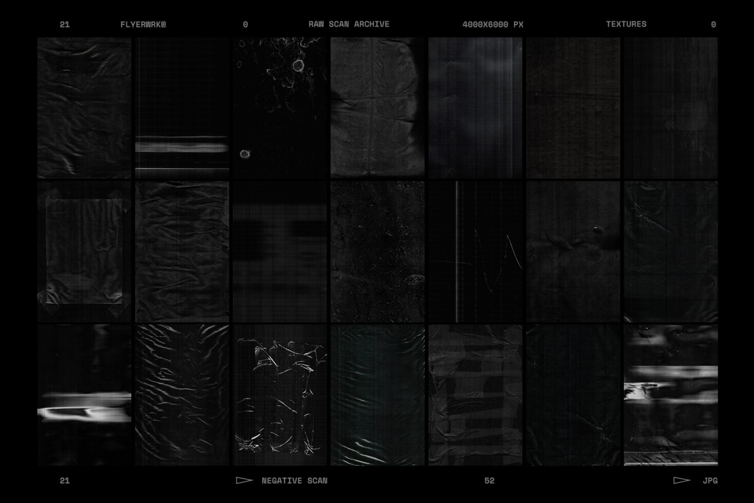 Raw scan archive texture pack with 52 gritty film negatives in high resolution