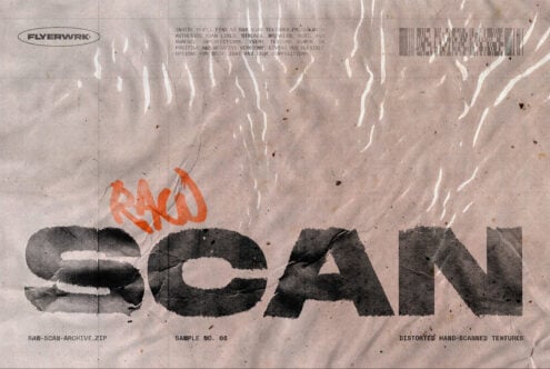 Distorted hand-scanned texture pack with gritty overlays, streaks, wrinkles, dust on worn paper background