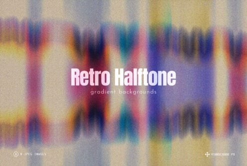 Blurry retro halftone gradient backgrounds with pink, purple, blue, yellow tones