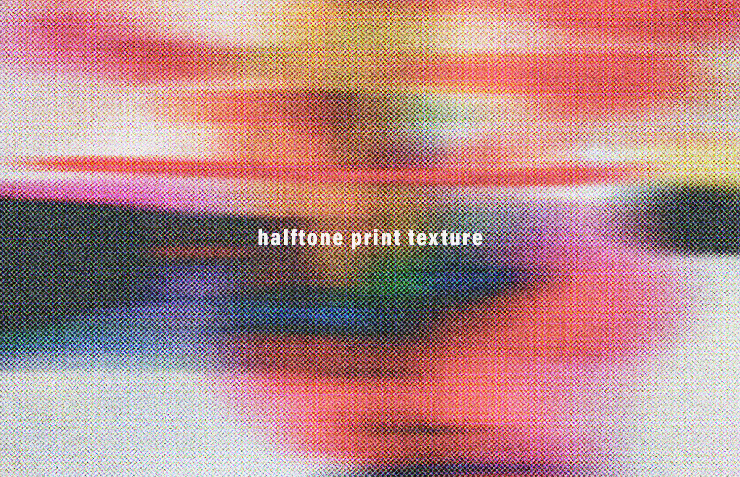 Vibrant halftone dot texture with rainbow gradient from pink to yellow to blue