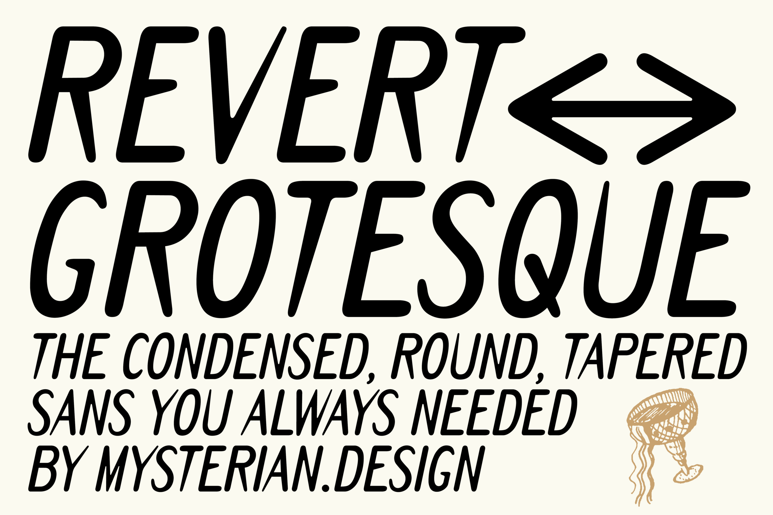 Revert Grotesque font family showcase with bold sans serif letterforms in black italic text