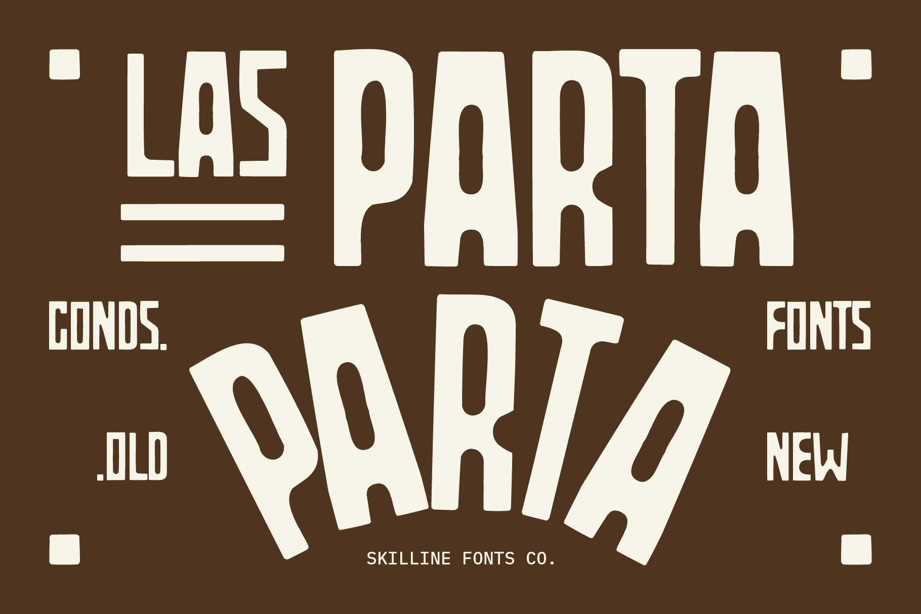 Las Parta retro font display with cream letters on brown background showing old meets new style
