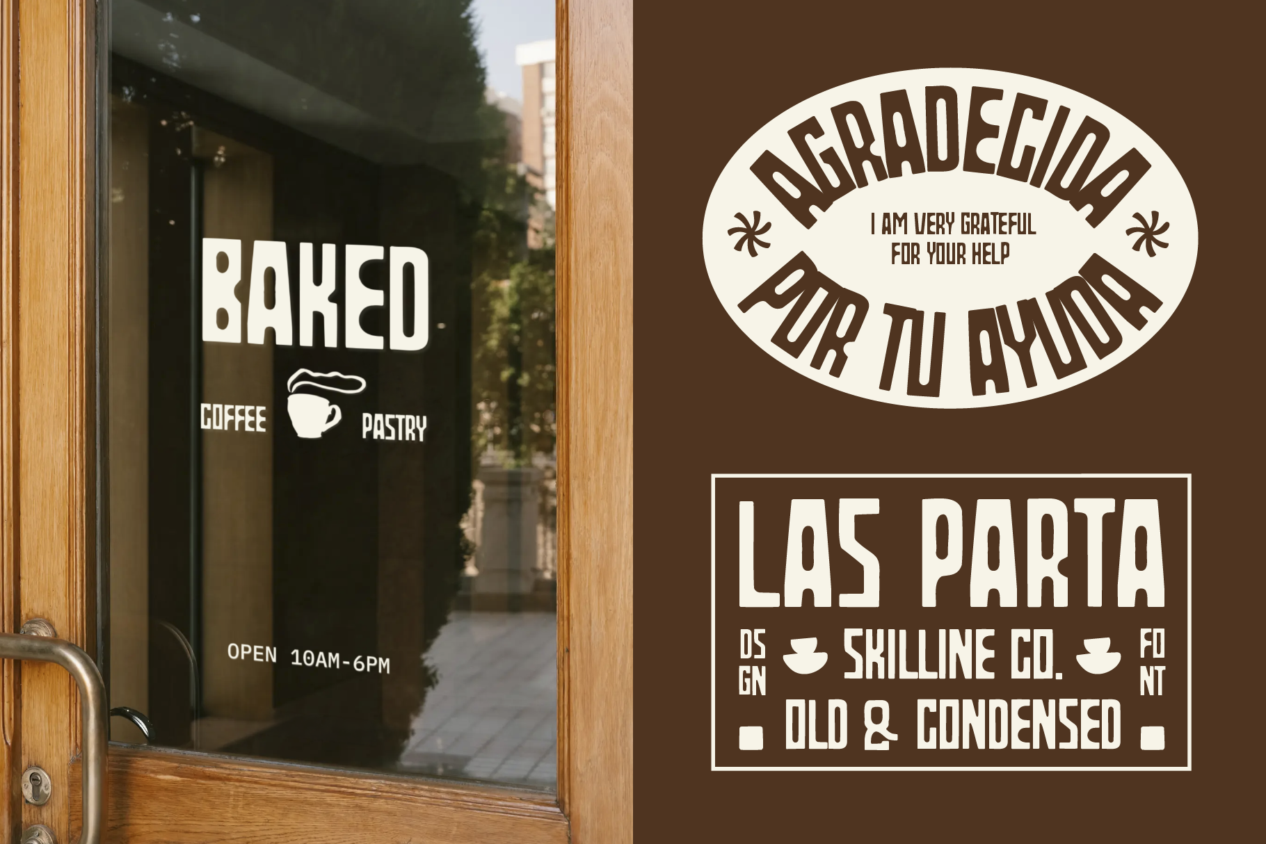 Retro cafe signage mockup with storefront window, vintage logos, italics typeface designs