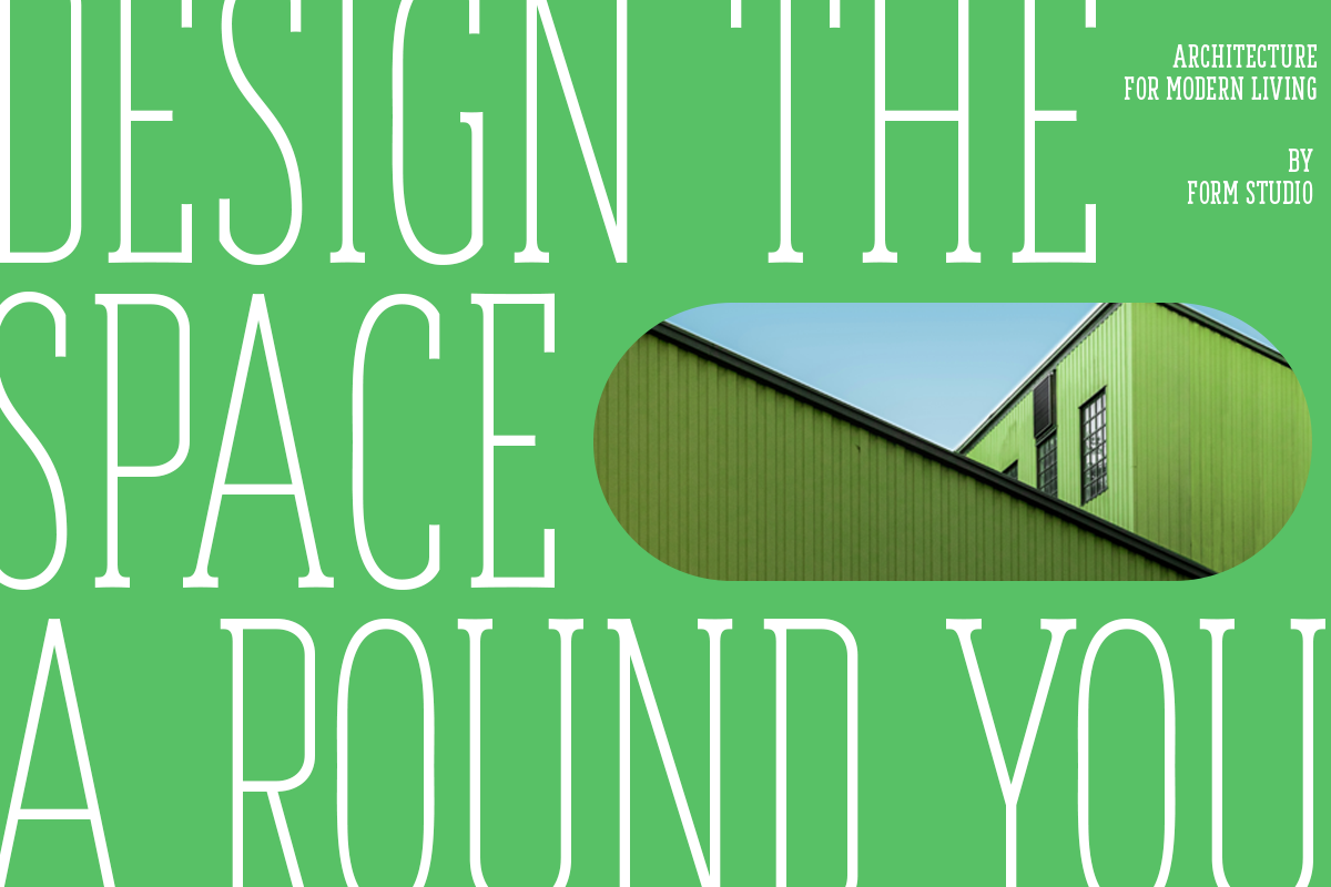 Bright green book cover with white serif typography, rounded photo cutout showing modern lime corrugated building facade