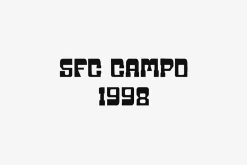 SFG Campo 1998 bold retro typeface on light background showing geometric letterforms
