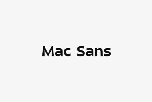 Mac Sans typeface displayed in bold black letters on light background