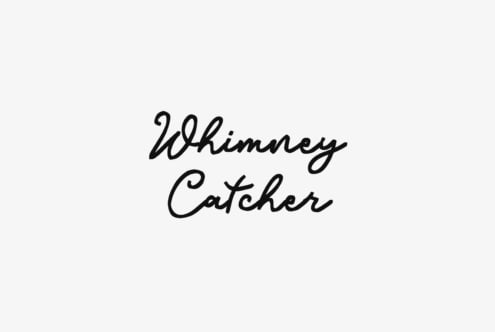 Whitney Catcher in loose flowing script handwriting on light gray background