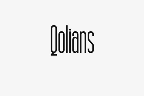 Doliaris font with tall geometric letterforms on light background