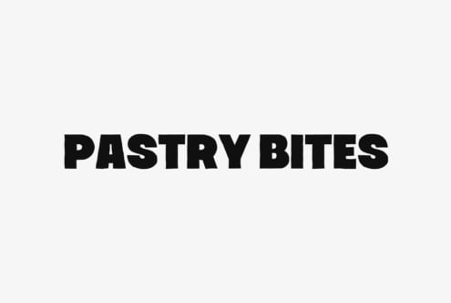 Bold black text reading "Pastry Bites" centered on light gray background
