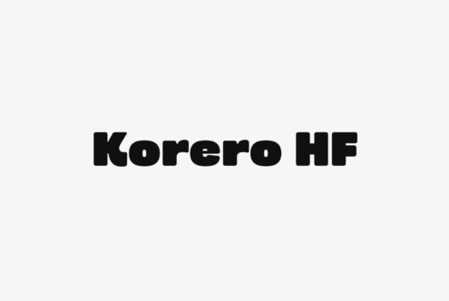 Korero HF bold sans serif font in black on light gray background