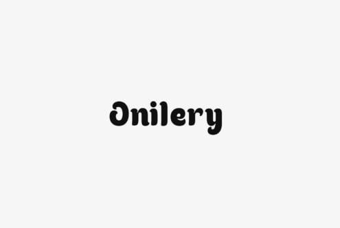 Onilery bold serif typeface displayed centered on light gray background