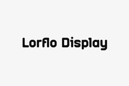 Lorflo Display typeface in bold black on light gray background