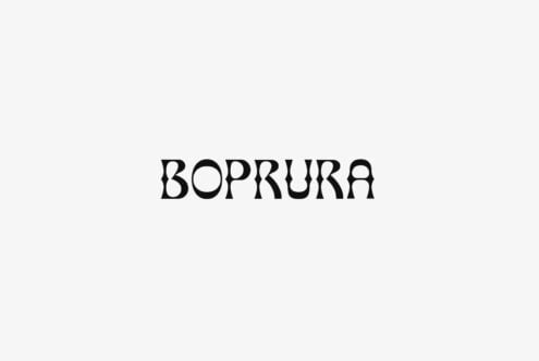 Boprura bold typeface with organic wavy letterforms on light background