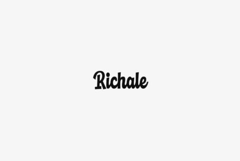 Richale bold script font centered on light gray background