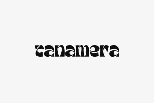 Ganamera bold sans serif typeface with rounded geometric letterforms on light gray background