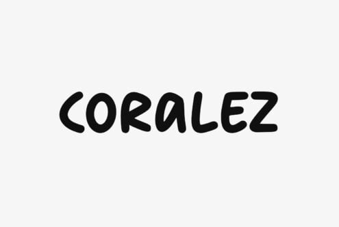 Coralez handwritten font with loose organic letterforms on light background
