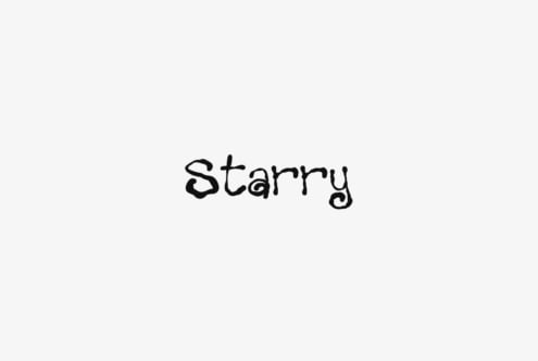 Starry font with wobbly hand-drawn letters on light gray background