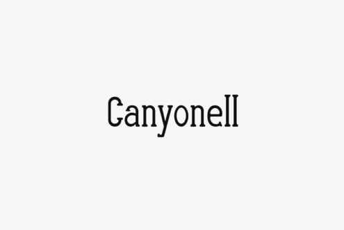 Canyonell serif typeface displayed in black on light gray background