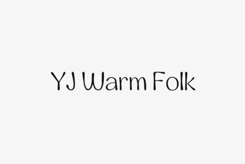 YJ Warm Folk typeface with thin minimalist letterforms on light background
