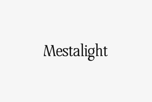 Mestalight serif font displayed in black text on light gray background