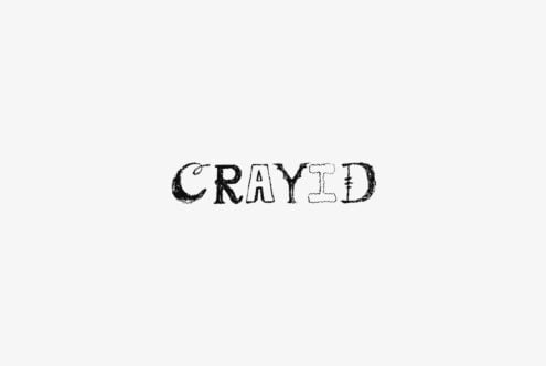 Distressed sketch-style word "CRAYID" in black on light gray background