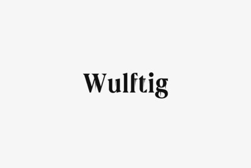 Wulftig serif font displayed in bold black letters on light gray background