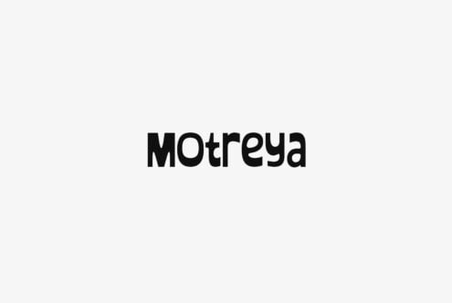 Motreya sans serif font displayed in bold black letters on light gray background