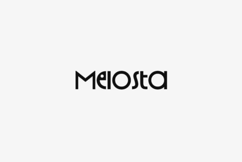 Melosta geometric sans serif typeface on light grey background