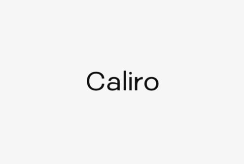 Caliro sans serif typeface displayed in black on minimal light gray background