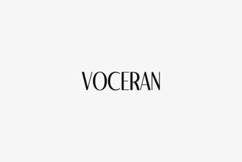 Voceran serif font displayed in black on minimal beige background