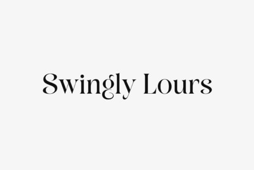 Swingly Lours serif typeface displayed in elegant black text on light background