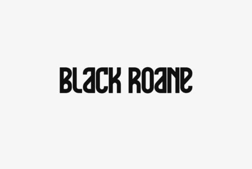 Black Roans bold geometric typeface on light gray background