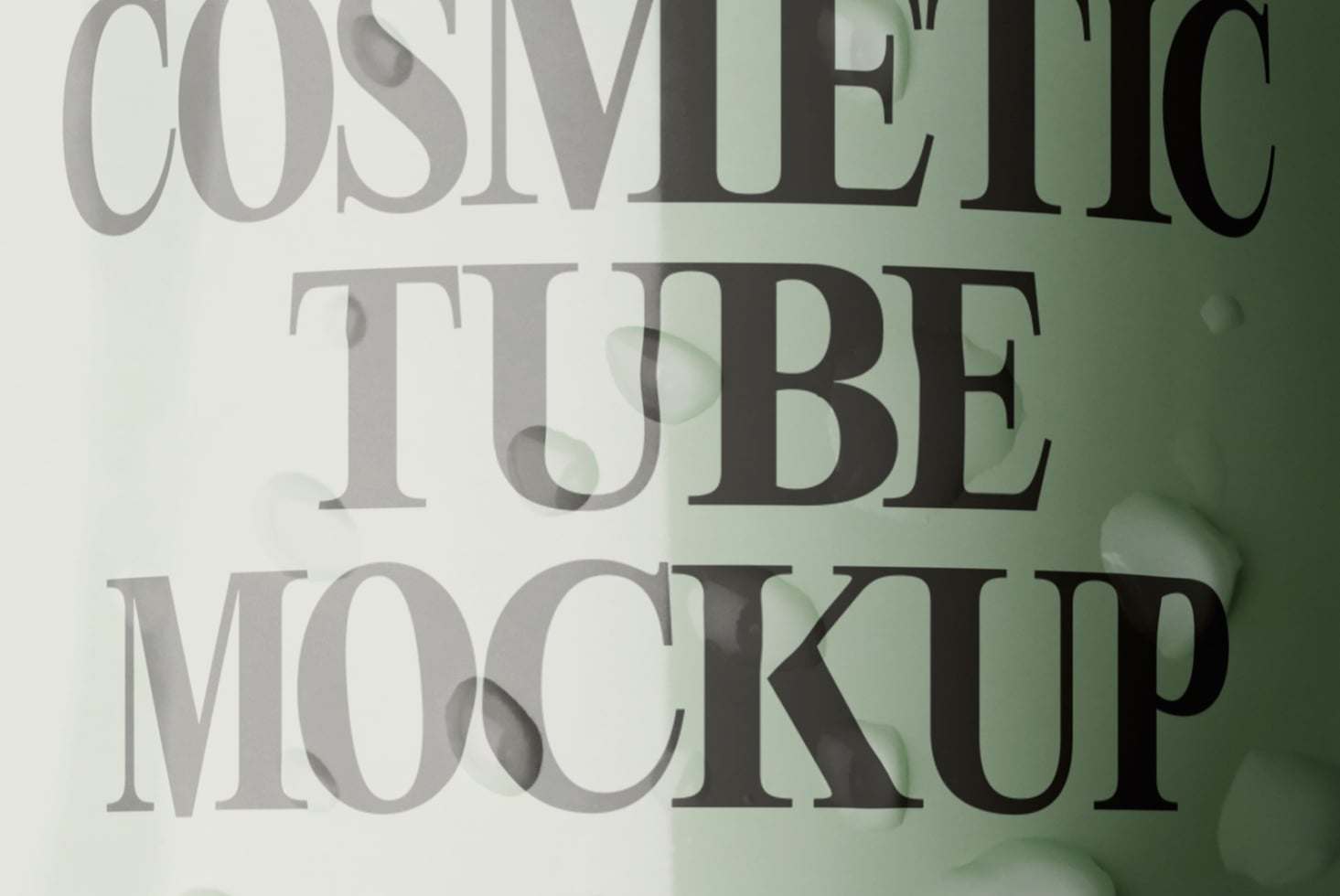 Cosmetic tube mockup with serif typography overlaid on cream to sage green gradient background