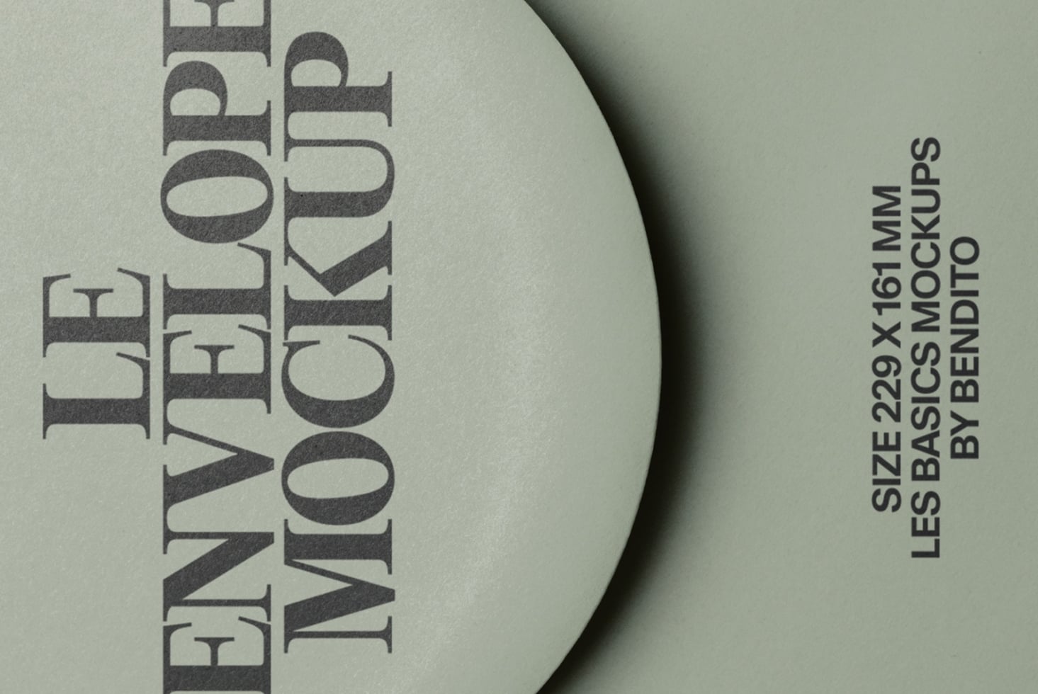 Close-up of sage green circular mockup with bold typography, specs listed on right edge